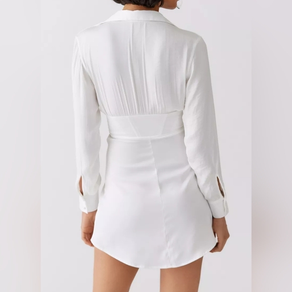URBAN OUTFITTERS Phoebe Corseted Shirt Dress White Size M #242 - Picture 2 of 9